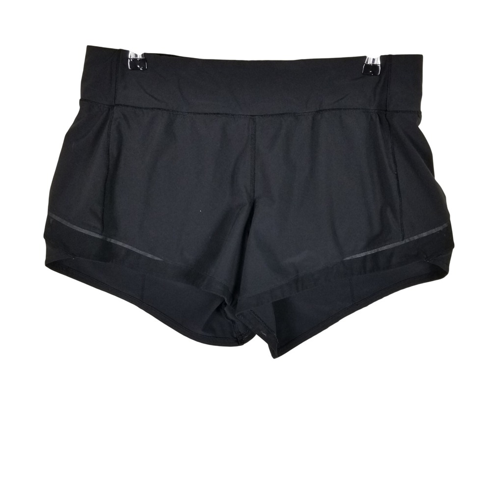 Lululemon Speed Up Shorts Women 10 Black Mesh Panel Zipper Pocket Running